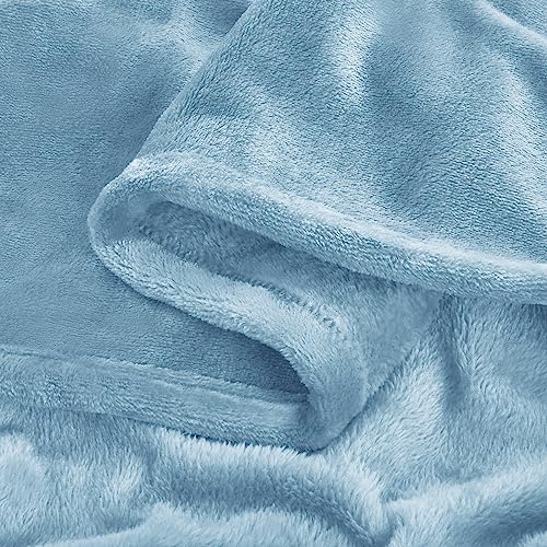 Image of BEDELITE Fleece Blanket Twin Size Washed Blue Throw Blankets for Couch & Bed, 300GSM Luxury Plush Cozy Fuzzy Blanket 60x80 inches, Super Soft Warm Lightweight Throw Blanket for Travel Camping