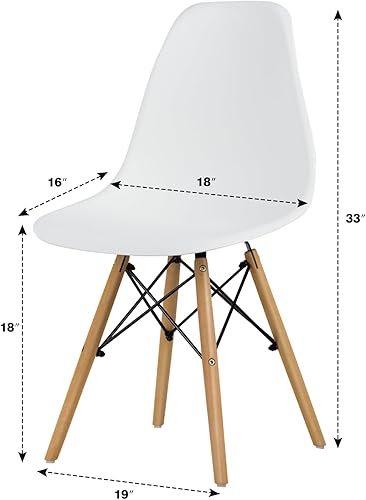 Miniatura 3 de COSTWAY Juego de 4 sillas de comedor, estilo Eiffel DSW, estilo moderno de mediados de siglo, silla de plástico moldeado para cocina, comedor, sala
