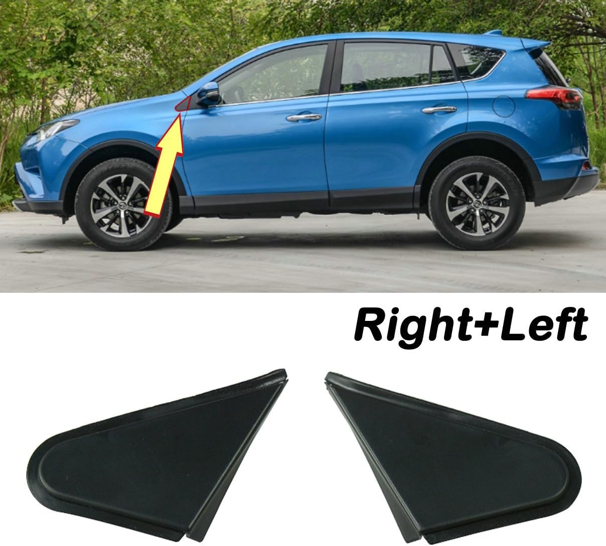 Car Front Side Mirror Corner Triangle Cover Trim for Toyota RAV4 2013 2014 2015 2016 2017 2018 Black Replacement Left Right Side (Left and Right Side)