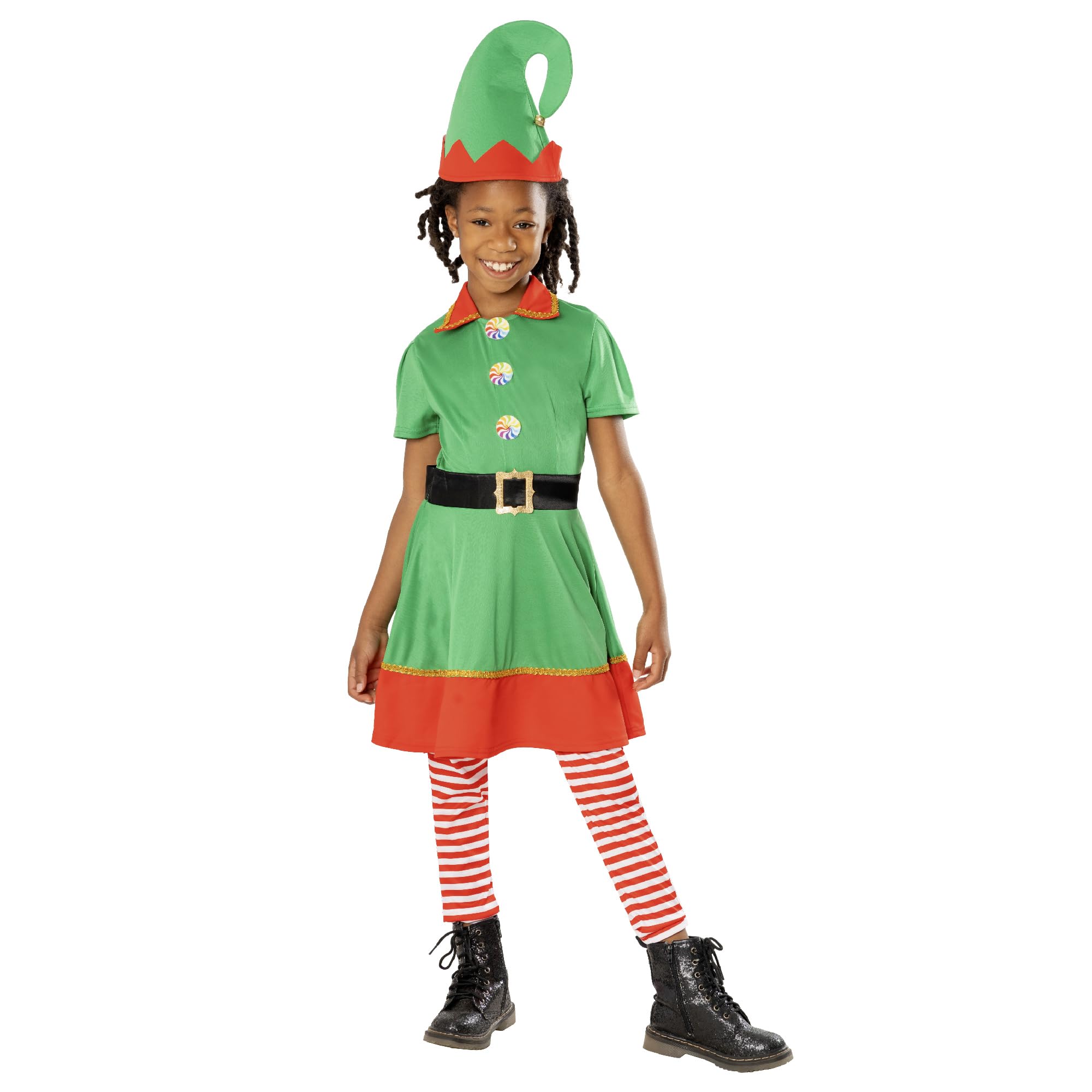 Rubies Official Elf Dress, Kids Christmas Fancy Dress, Size 5-6 Years Halloween