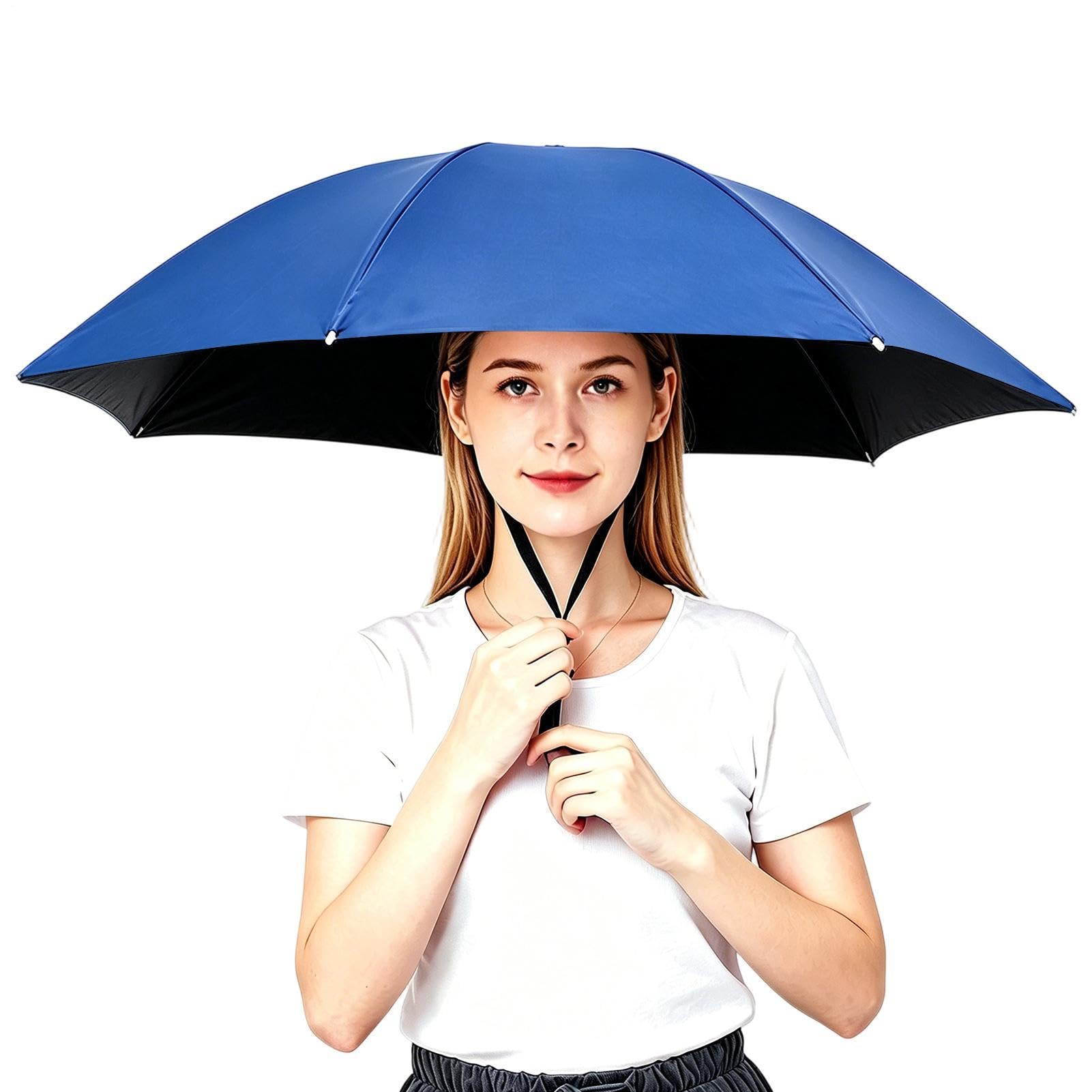 Cappello Ombrello Da Testa Protezione Pieghevole Regolabile con Fascia