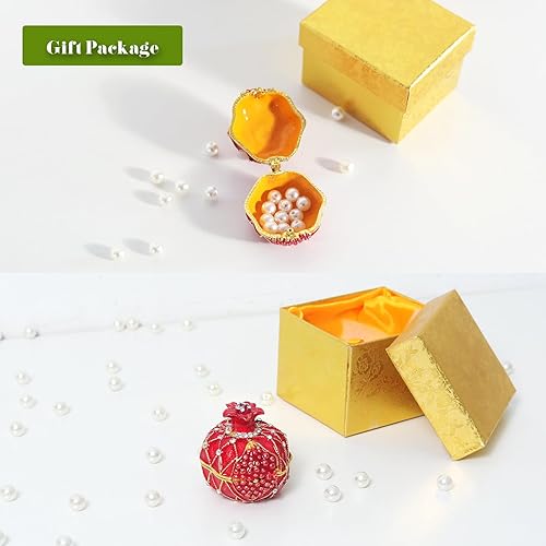 Miniatura 4 de LONGSHENG - SINCE 2001 - Anillo de granada pintado a mano para joyería, caja de baratijas, regalo de boda, figura coleccionable