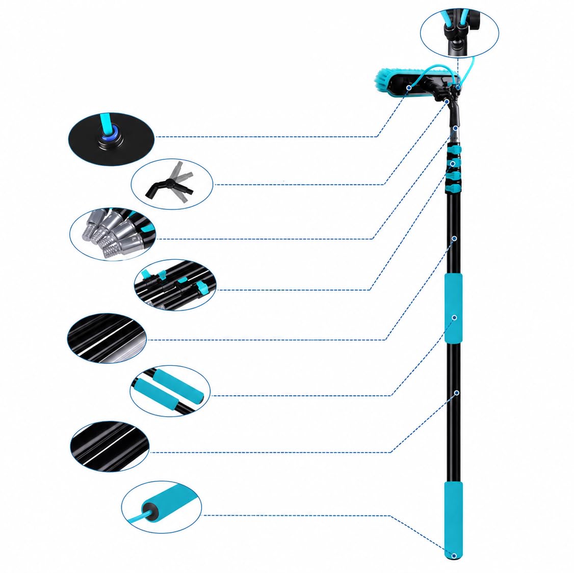 Teleskop Waschbürste Mit Wasseranschluss Für PV Anlagen A,12FT
