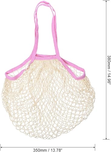 Miniatura 2 de MECCANIXITY Bolsa de malla de algodón, con asa larga, reutilizable, lavable, malla, organizador de bolsas de comestibles, para frutas y verduras