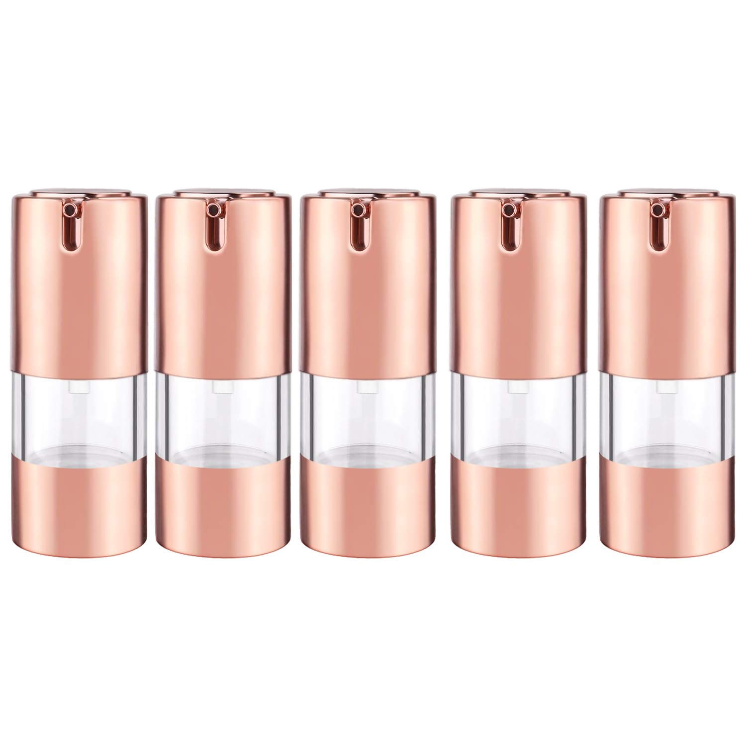 5 Pack Airless Pump Bottles Empty Cosmetic Cream Pump Bottle Travel Vacuum Bottle Refillable Cosmetic Containers Makeup Pump Dispenser for Lotion