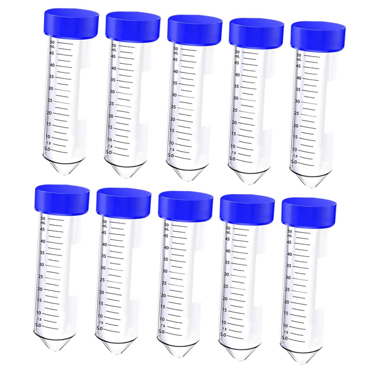 Provette Centrifughe 50ml 50 Pezzi in Plastica con Tappo a Vite | Trasparenza Elevata, Misurazione Precisa, Fondo Conico e Struttura Autoportante Colore Casuale