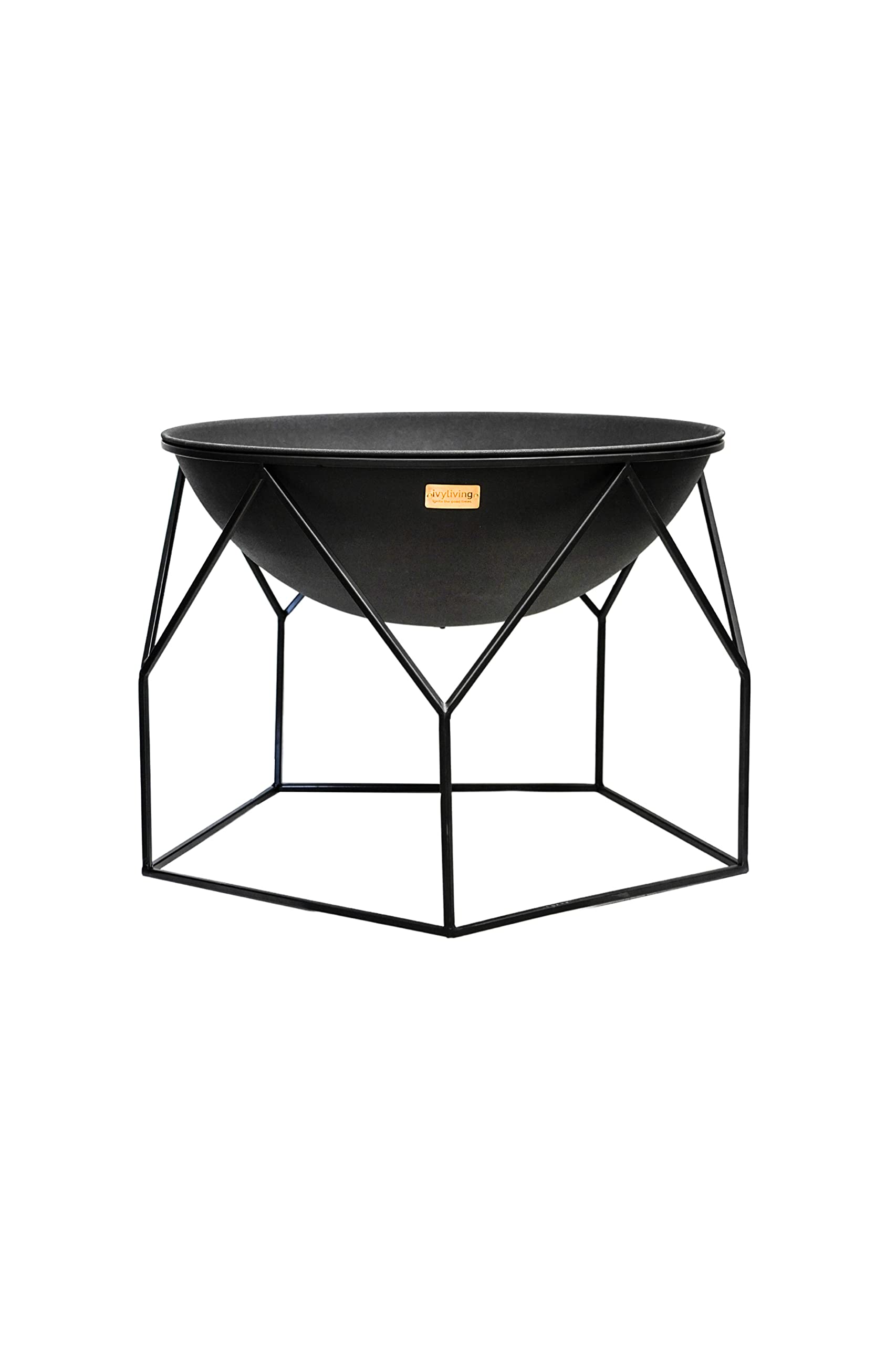 Ivyline Black Buckingham Fire Pit - 70cm Diameter - Outdoor Garden Patio Heater