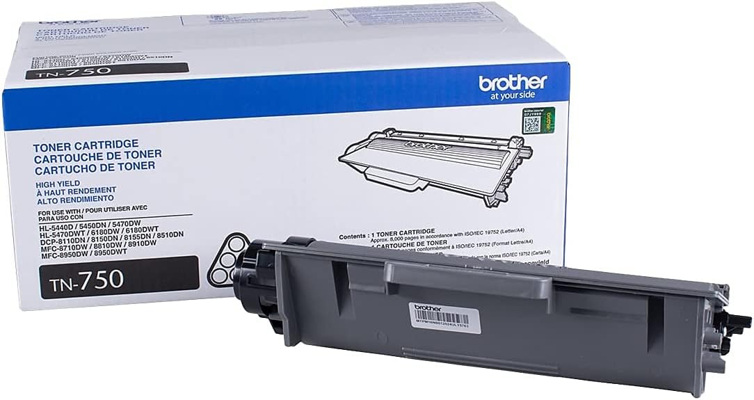 Brother TN750 TN750 High-Yield Toner, 8000 Page-Yield, Black