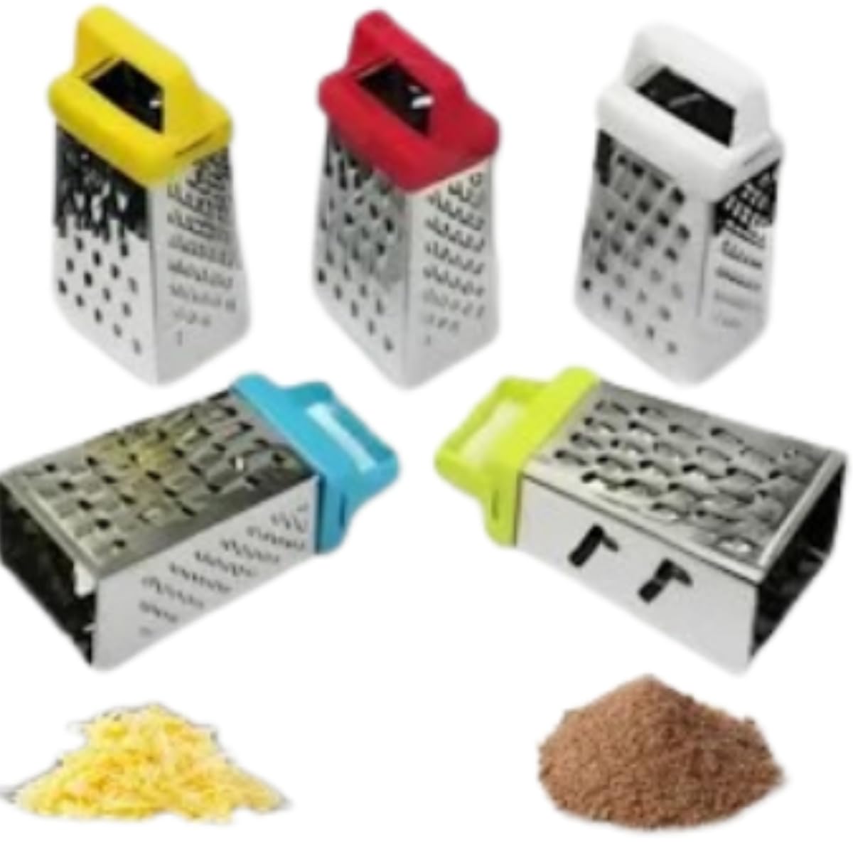 Kit com 10 Mini Raladores Inox 4 Faces, Compacto, para Queijo, Alho e Legumes, Ideal como