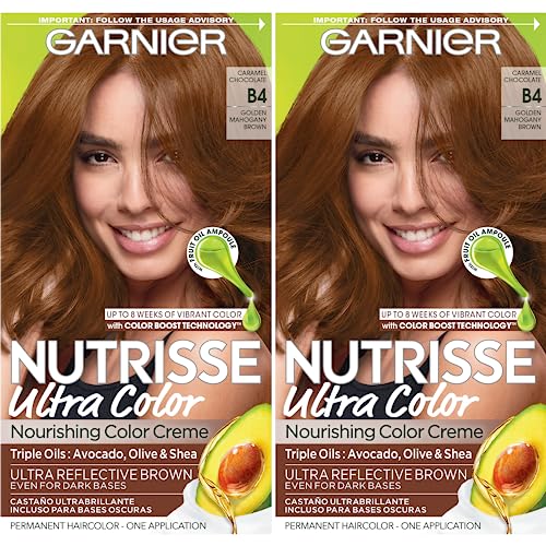 Coloración, Beauty Garnier Color Nutrisse Ultra Color Nutritivo Crema para Cabello, B4 Caramel Chocolate, 2 unidades
