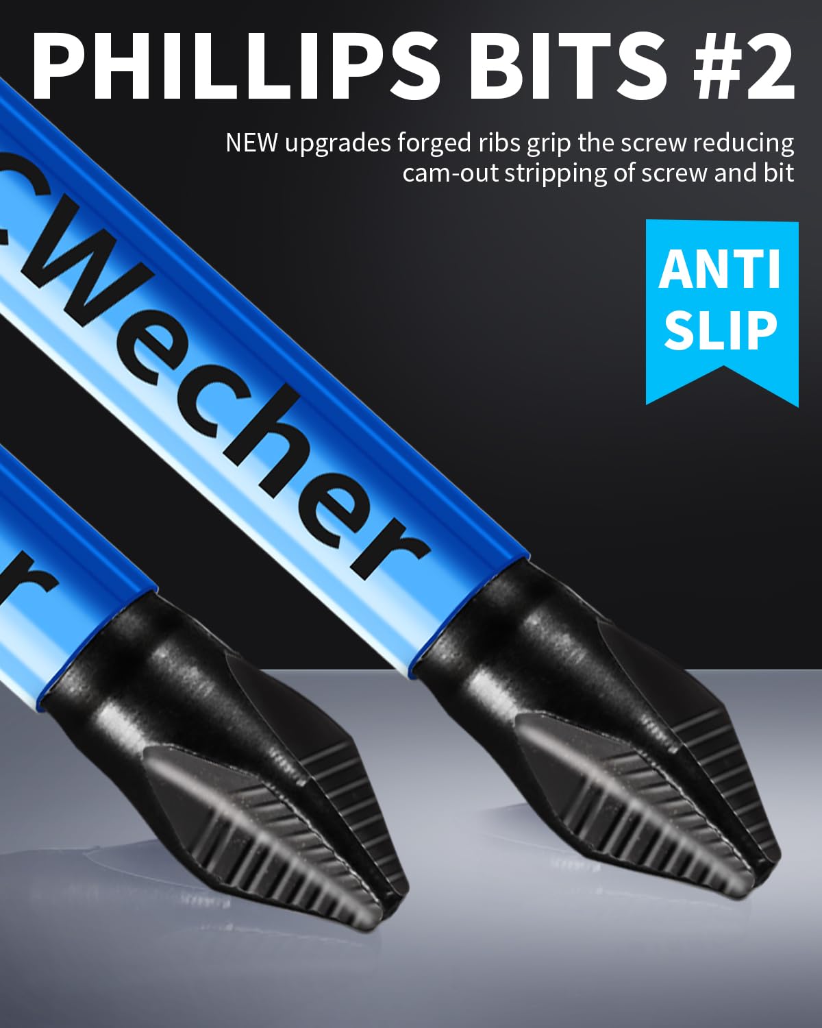 12-Pack 2 Phillips Bits #2 Impact Magnetic, Professional Long Phillips Head Drill & Screwdriver Bit (1-6-Inch), S2 Alloy Steel, CNC Anti-Slip, 1/4" Hex Shank, Ph2 for Impact Driver, by DCWecher - Image 2