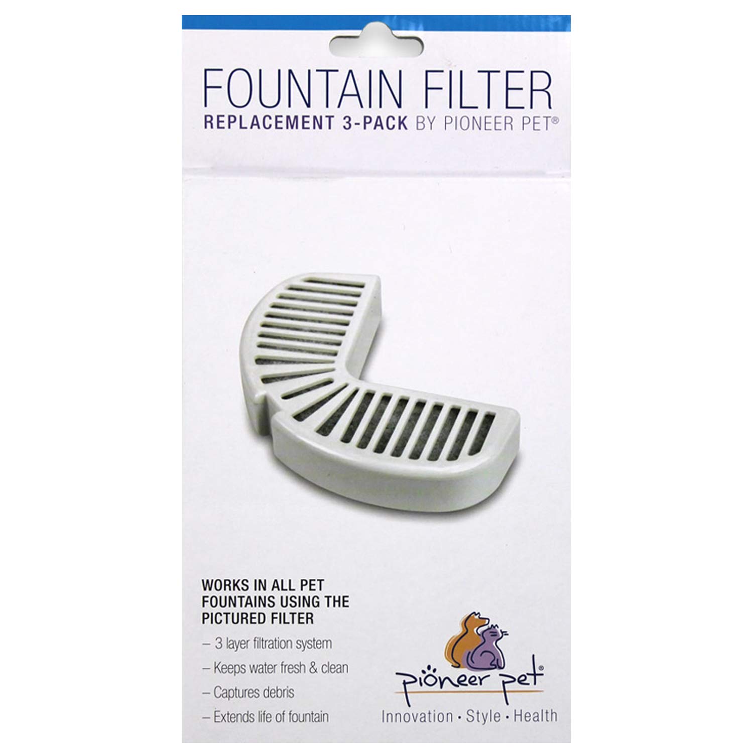 Pioneer Pet Replacement Filters for Ceramic and Stainless Steel Fountains, 3-Pack
