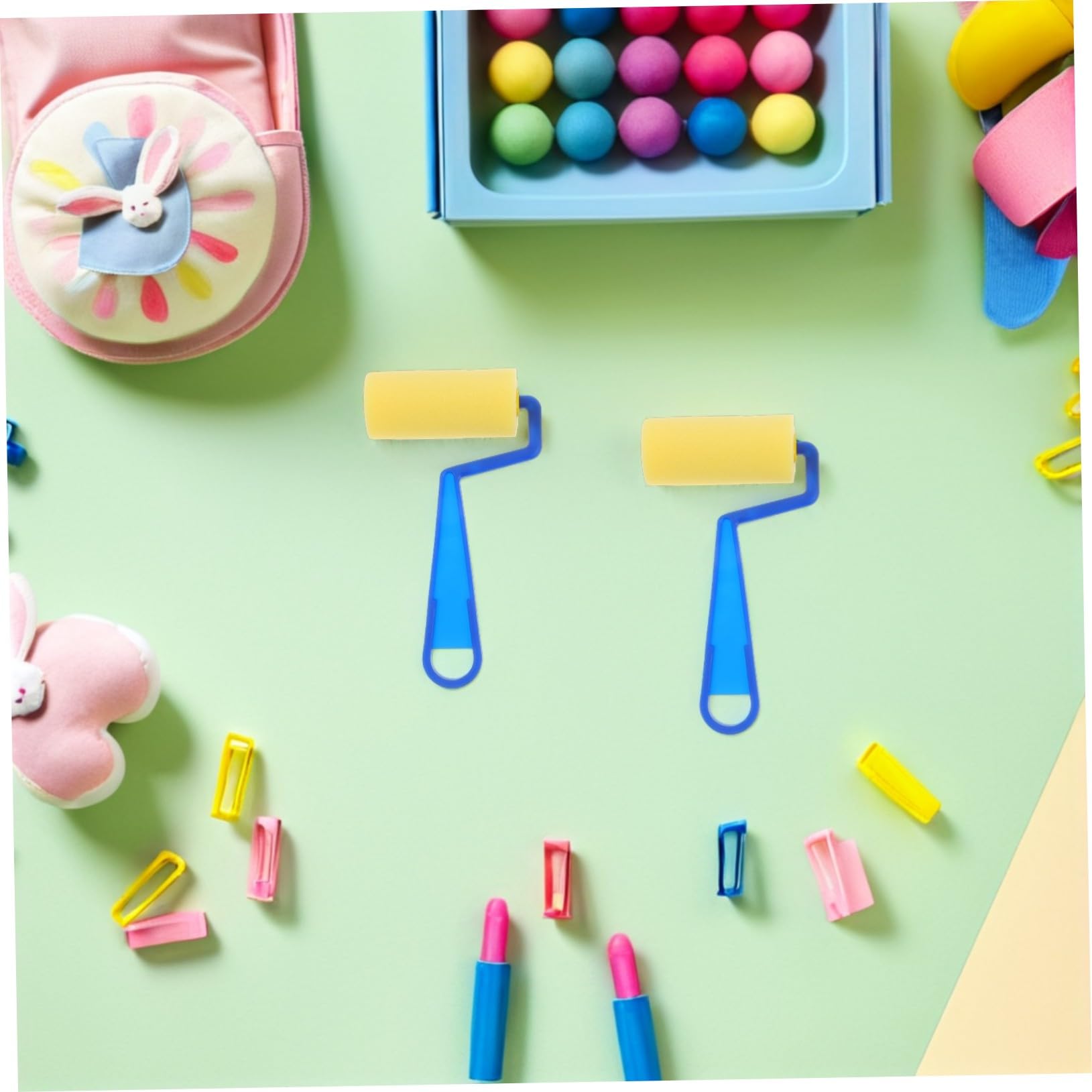 Zerodeko 20 Pezzi Rulli Spugna per Pittura Kit Pennelli Spugna Piccoli per Attività Creative DIY Strumenti Pittura per Arte e Lavoretti Educativi