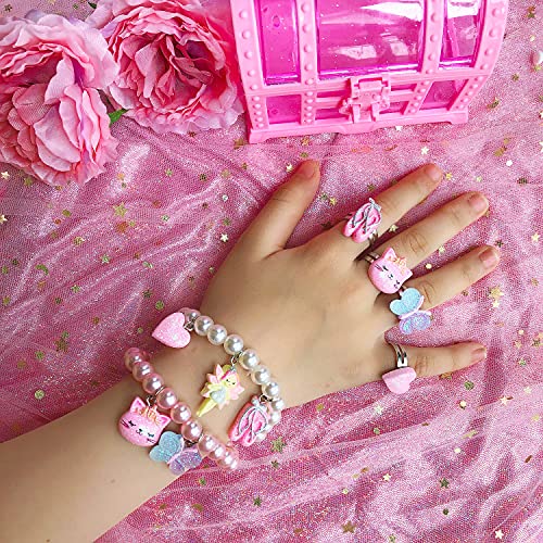 Elemirsa 30Pcs Little Girl Jewel Rings Adjustable Costume Princess Pretend Play And Dress Up Rings For Girl Toddlers Kids Children's Jewelry Set Toy Treasure Box #TOP3