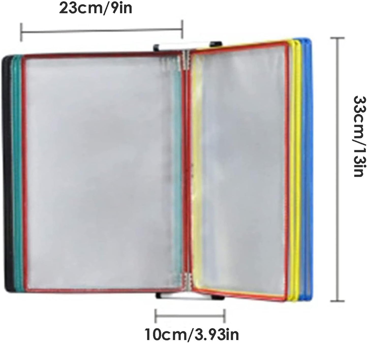 Generico Portadocumenti da tavolo in metallo e PVC, 10 tasche espositive, capacità 20 fogli, sistema, raccoglitore da tavolo A4