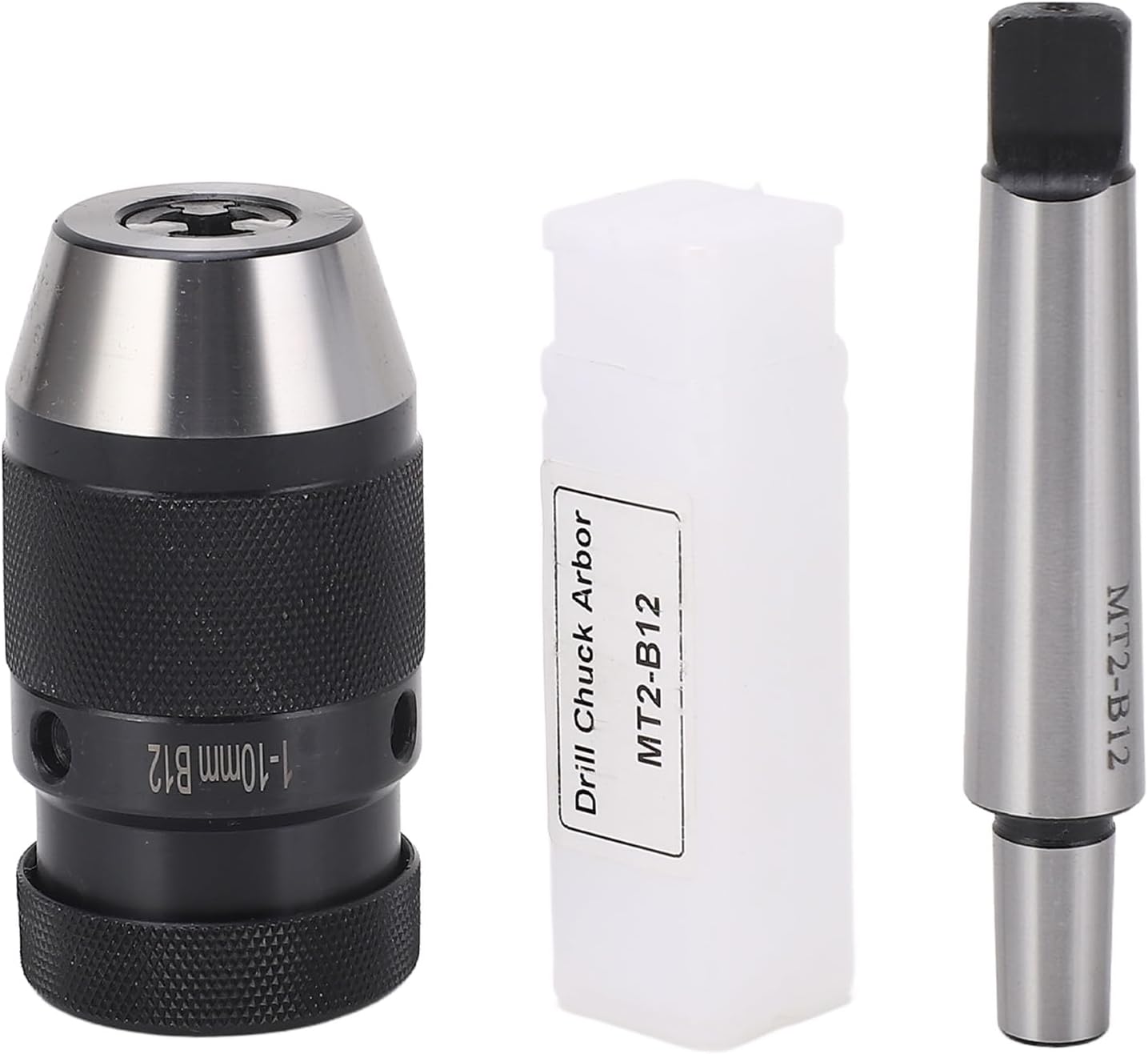 1-10mm Drill Chuck Arbor Kit B12 Keyless Self Tighten Chuck with High Clamp MT2-B12 Keyless Self Tighten Drill Chuck for Drilling Machines