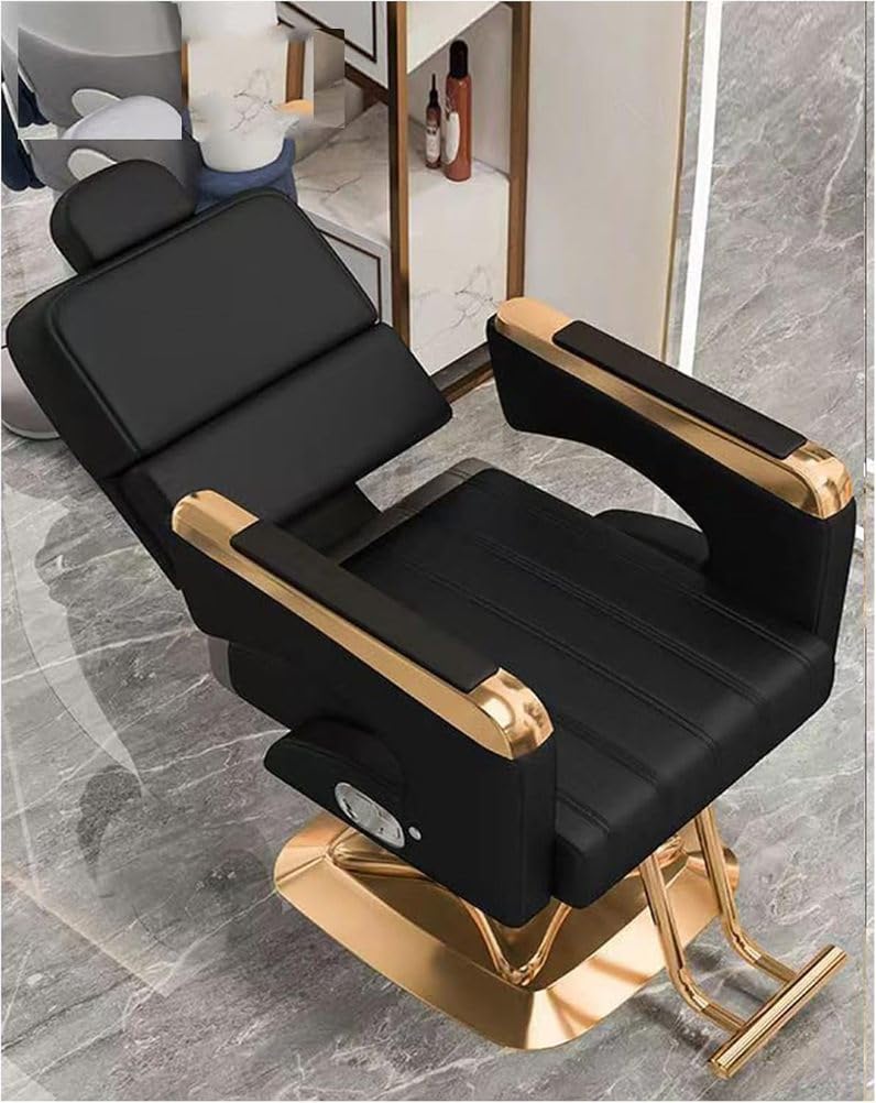 OZBMA Professional Barber Chair – Hydraulic Reclining Salon with Adjustable Headrest 135° Recline ty Faux Leather Perfect for Beauty Salons Black