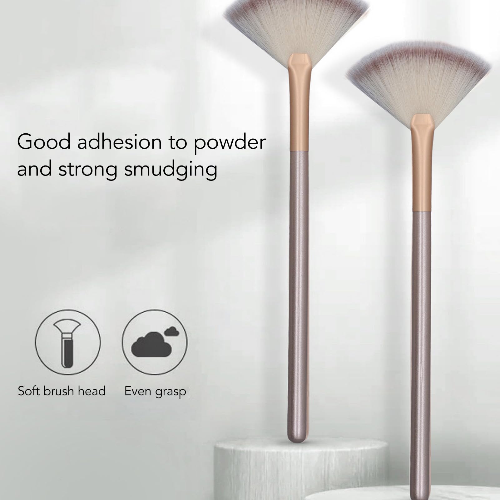 Facial Fan Brushes, 3 Colors Washable Soft Face Applicator Brushes for Daily Life