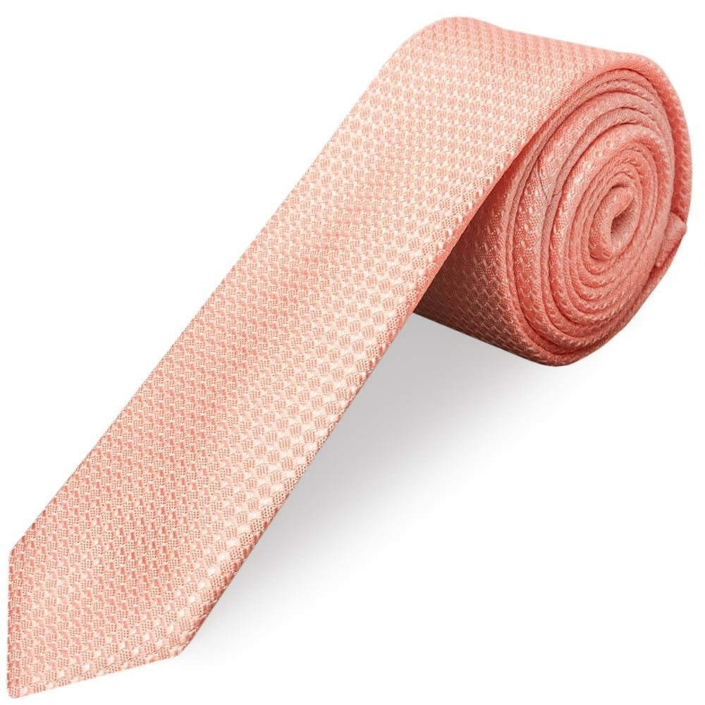 TIES R US Peach Textured Skinny Tie