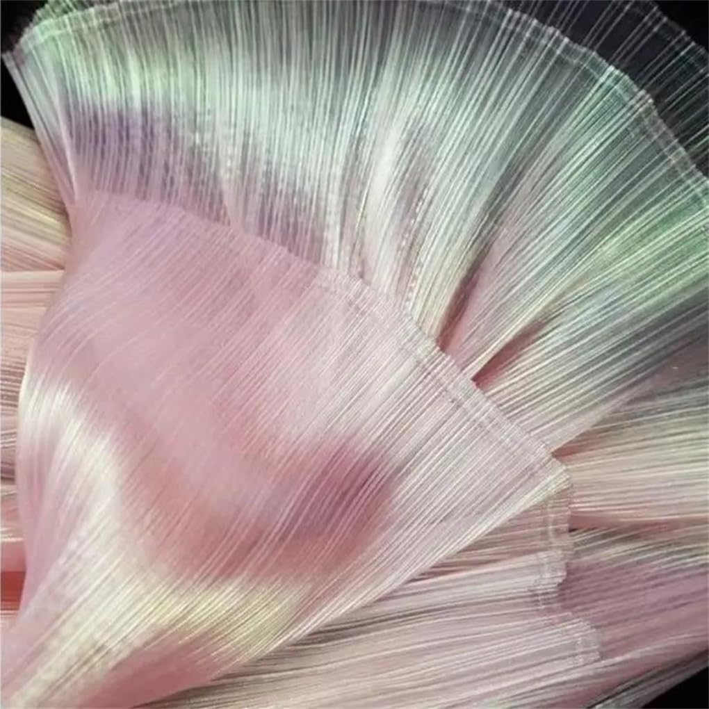 Cinta iridiscente con volantes, Tela de gasa encaje iridiscente organza textura sirena plisada azul 100x150cm(Gradient En8)