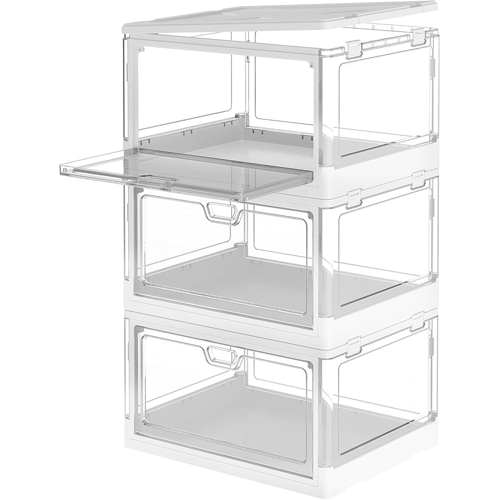 9/mo Finance Clear Storage Bin with Lid 3 Pack 【Stackable & Sturdy