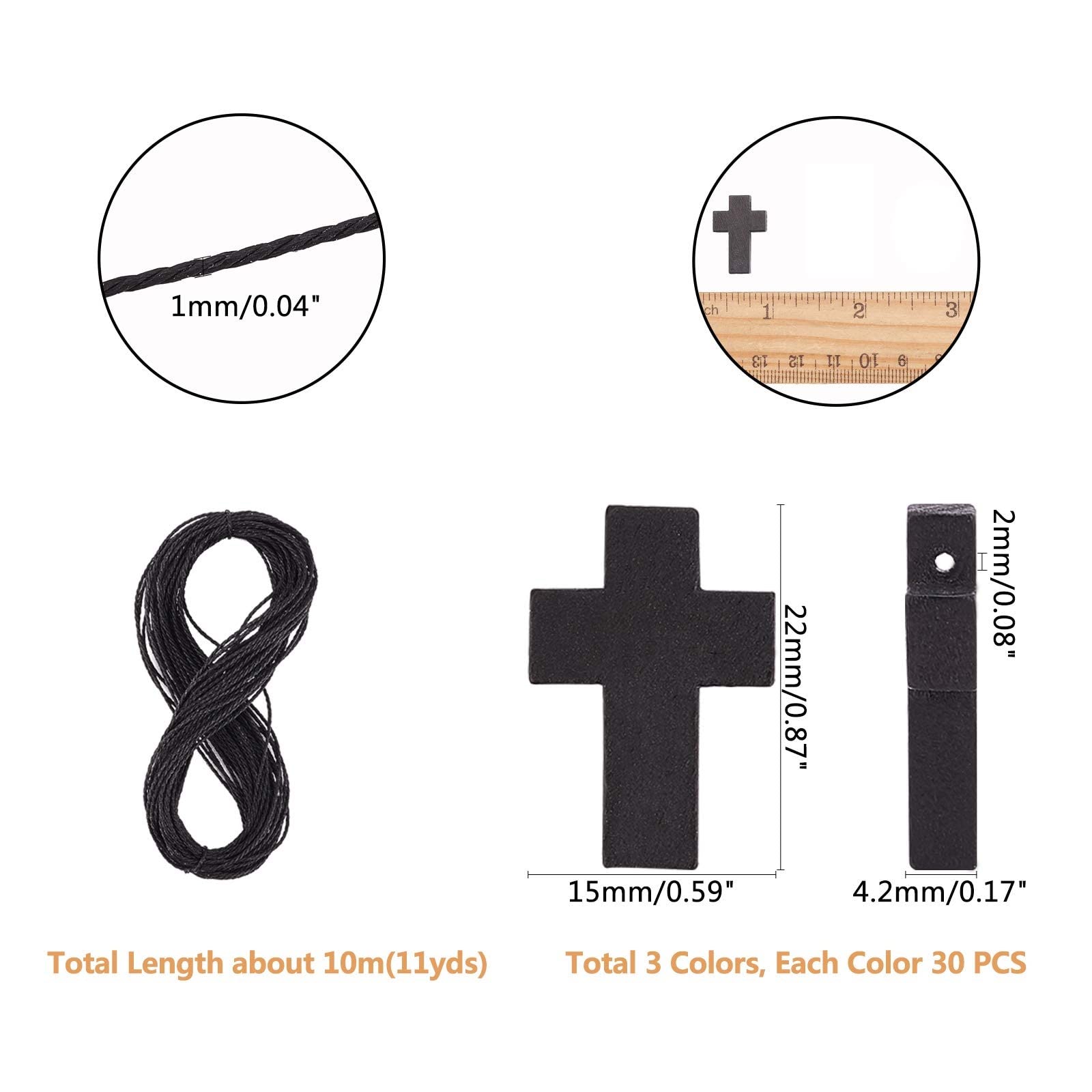 200 Ciondoli Croce In Legno Per Bijoux - Piccoli, Forati, Ideali Per Fai Da Te E Regali - Foto 11