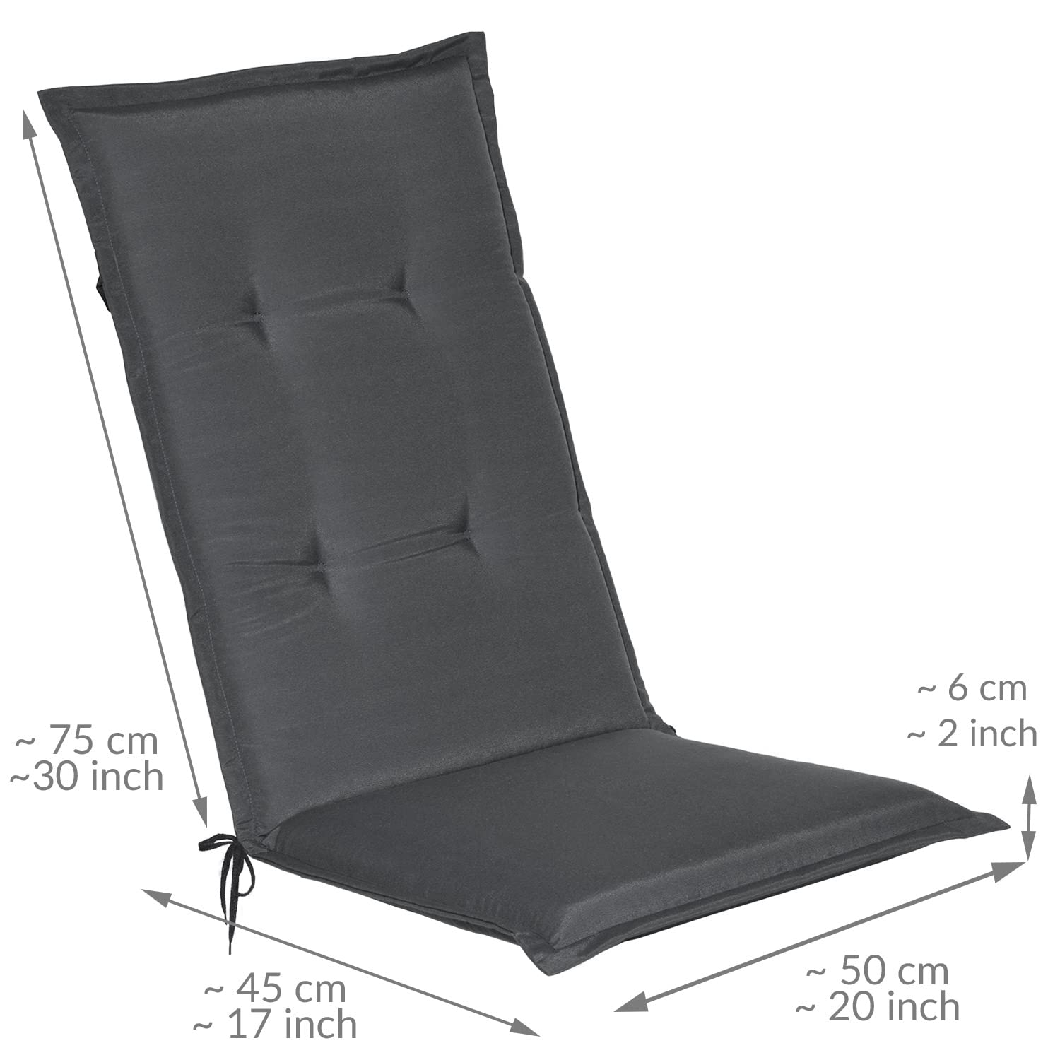 Beautissu Set de 4 Cojines sillas Jardin Loft HL - tumbonas mecedoras de balcón o Asiento Exterior con Respaldo Alto - 120x50x6 cm - Placas compactas de gomaespuma - Antracite