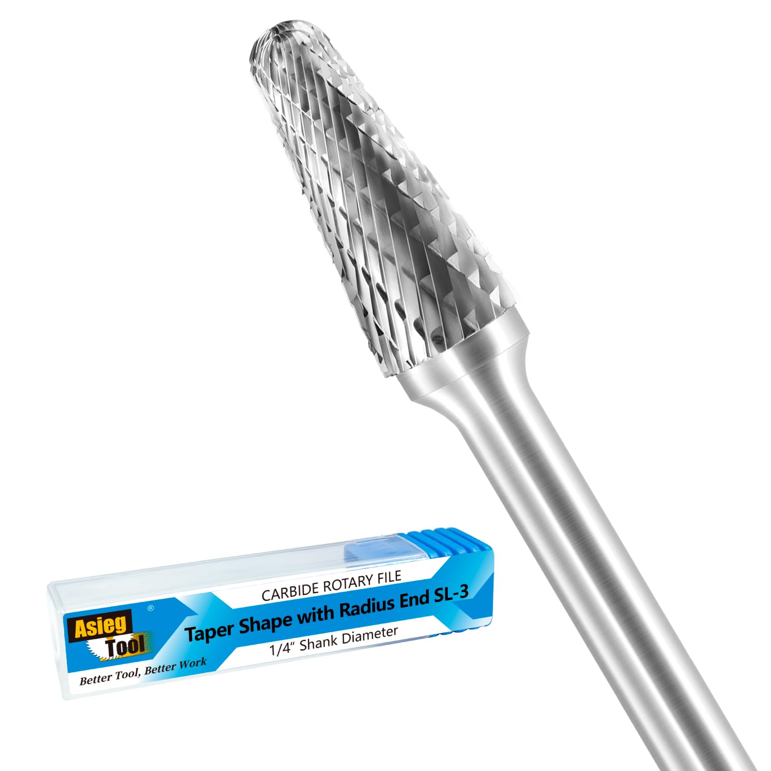 SL-4 Tungsten Carbide Burr Rotary File Taper Shape with Radius End Double Cut with 1/4" Shank for Die Grinder Drill Bit — Amazon image 10