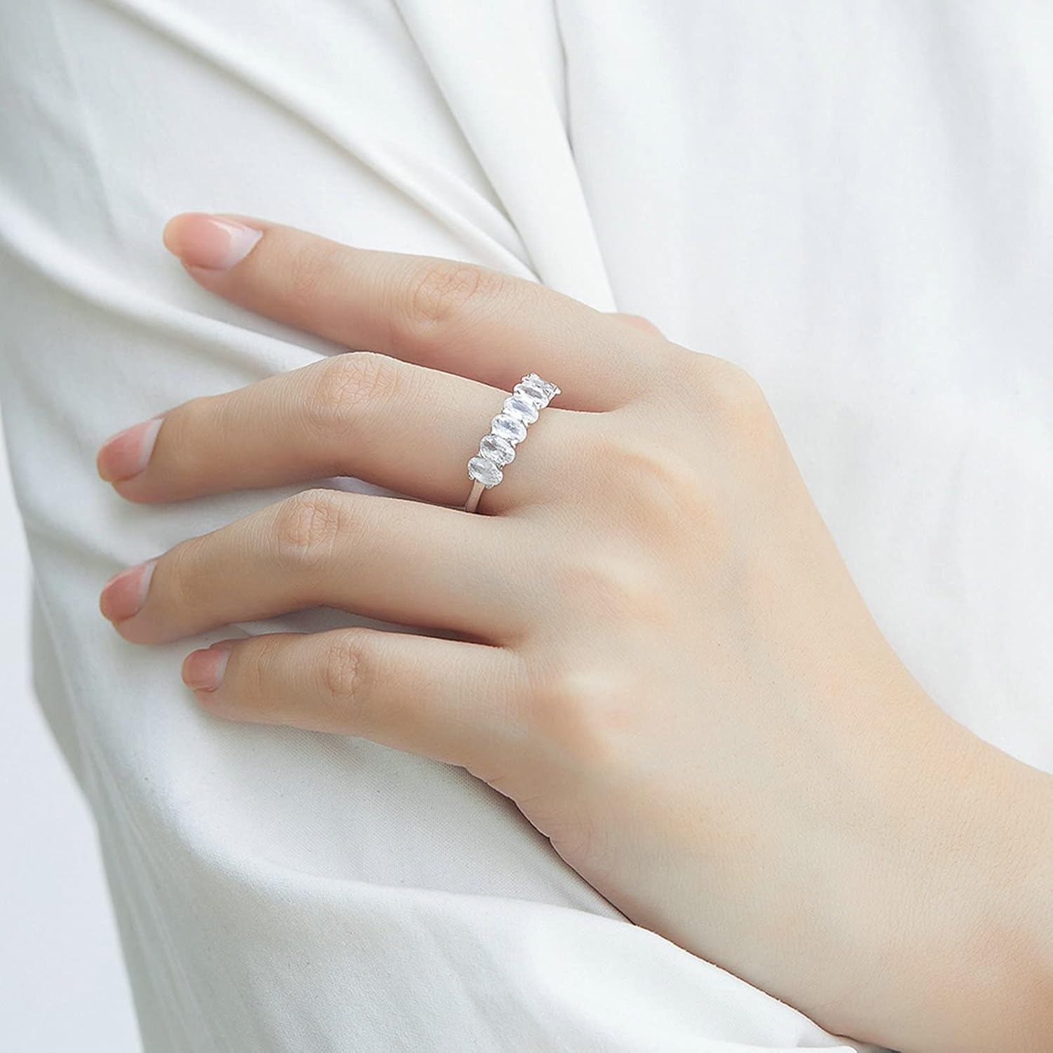 925 Silver Rings for Women Engagement Rings for Women Heart Prong with Oval Cubic Zirconia Women Ring Jewelry Size 5-10