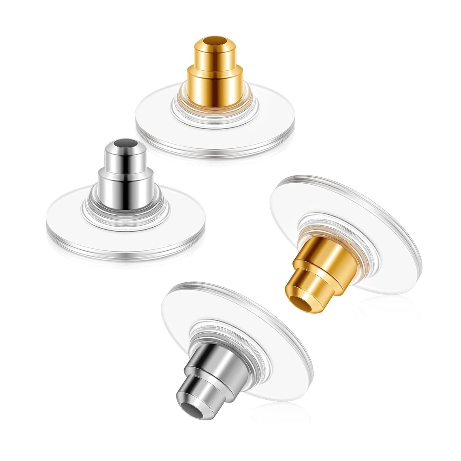 200 Pcs Earring Backs for Studs – Plastic Butterfly Earring Backs Stoppers– Non Slip Safety Backs for Hook, Stud, Hoop – Gold & Silver Bullet Clutch Secure Backs for Earrings