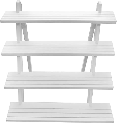 NAJMECHOY Exhibición al por menor Pendiente y anillo Soporte de madera blanca Estante de almacenamiento