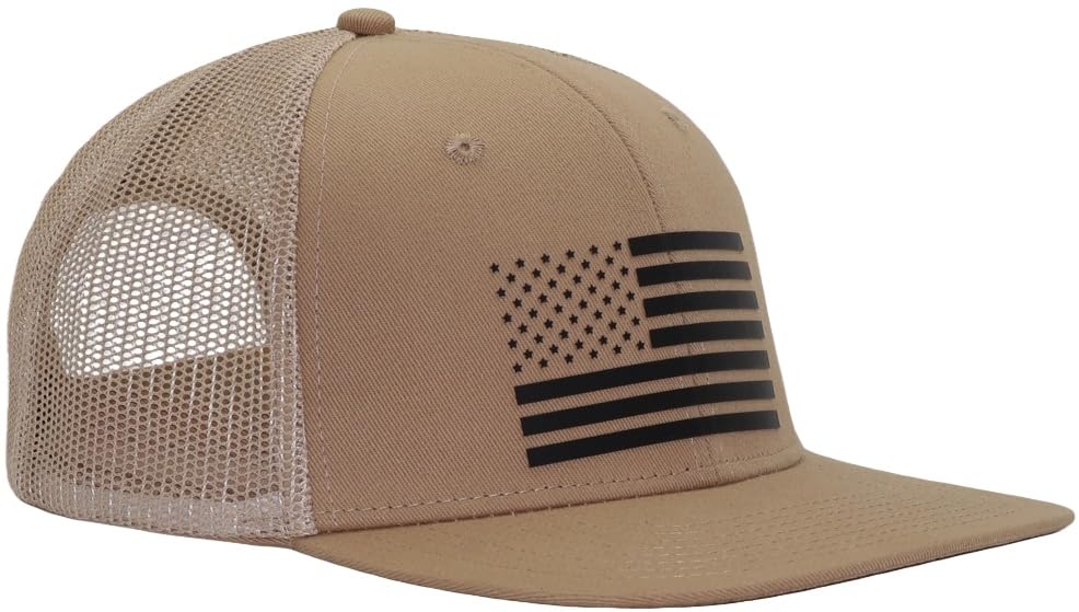 Image of USA 250th Anniversary Flag Hats, Army Tactical Operator Military Patriotic Veterans Flat Bill Trucker Hat, Fits OSFM&XXL Head