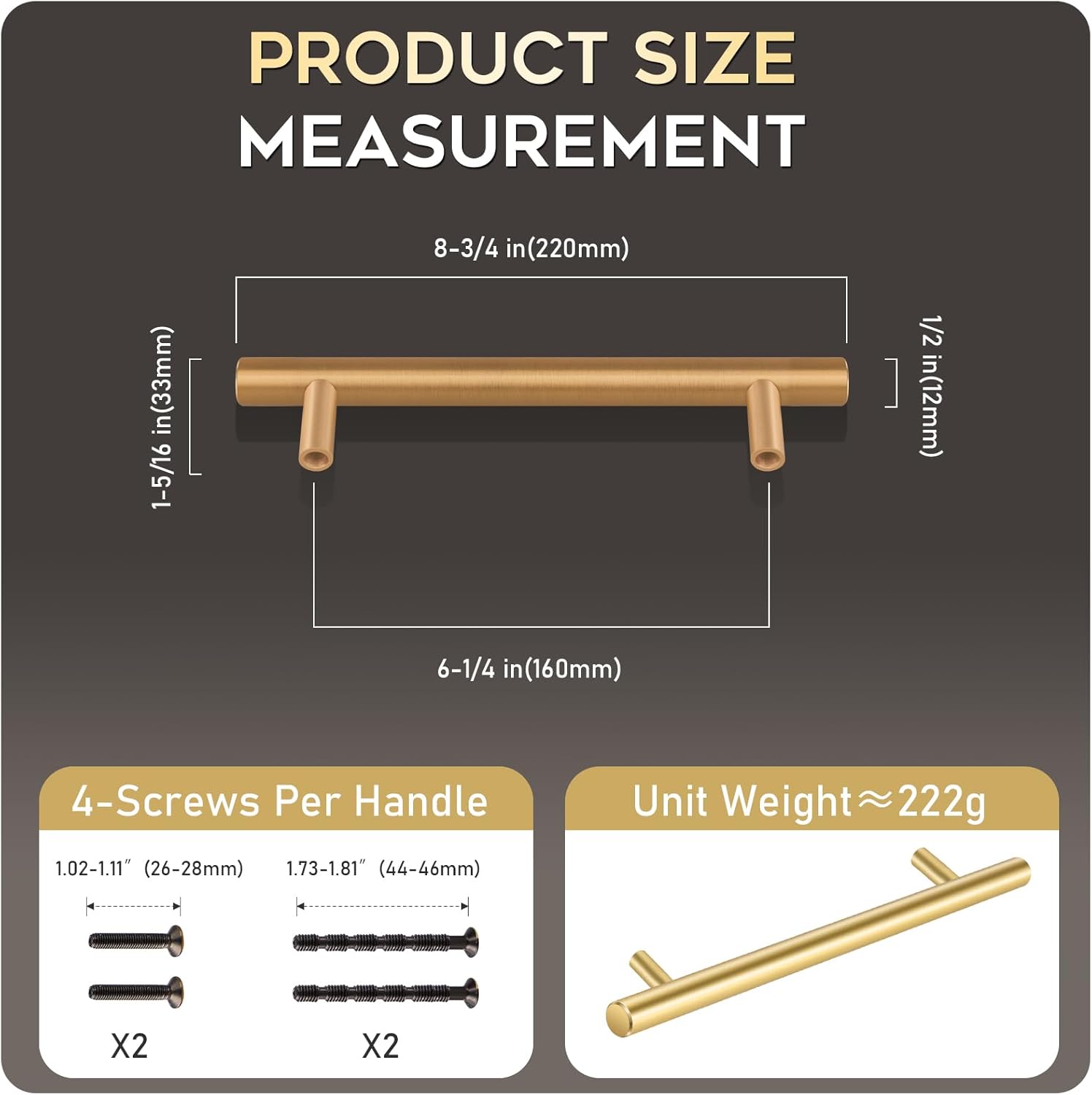 Yiking 真鍮つや消しブロンズキャビネットプルハンドル、マットハードウェア、モダンなヴィンテージシャンパンキッチンキャビネット引