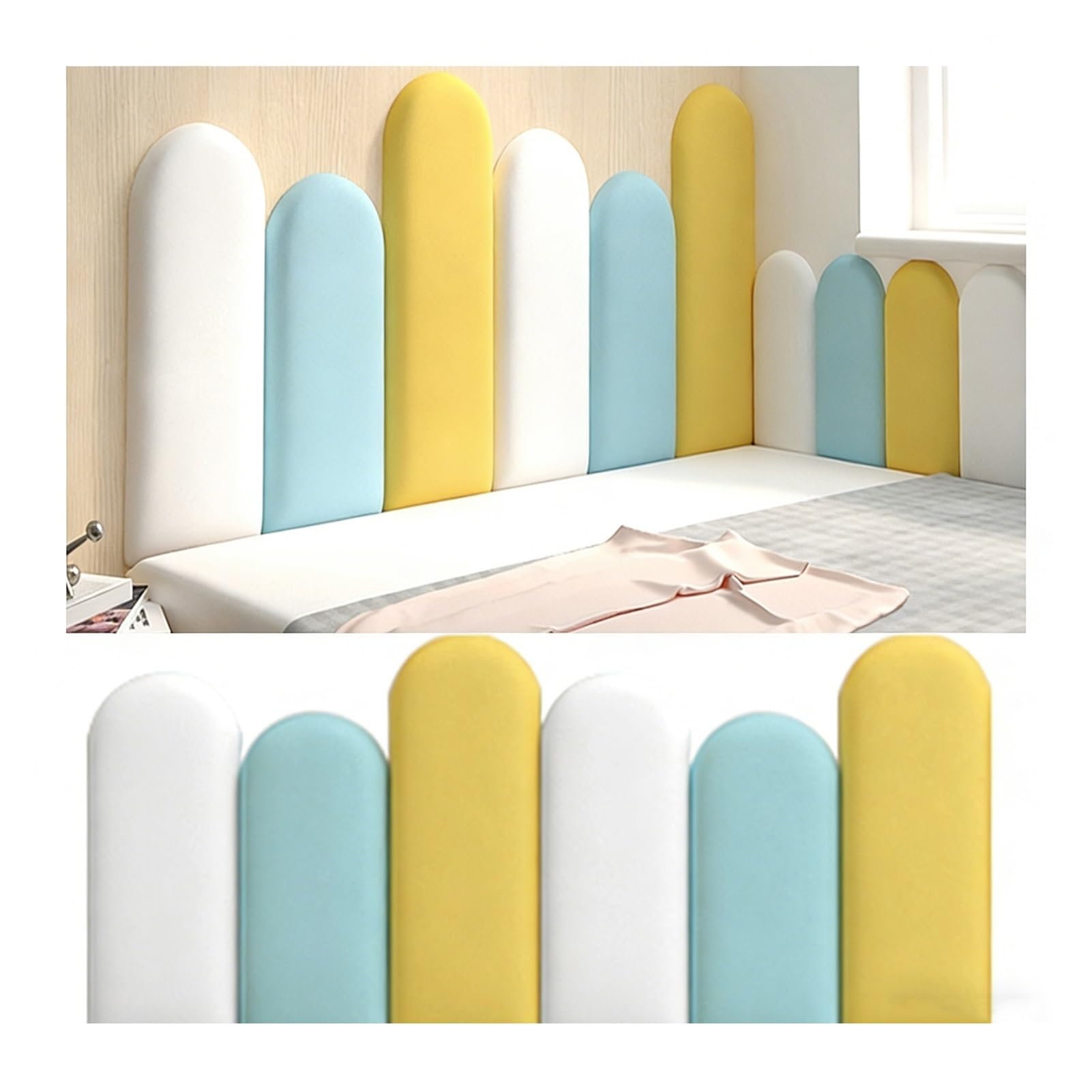 Panneaux muraux rembourrés jaune 55x120cm pour têtes de lit