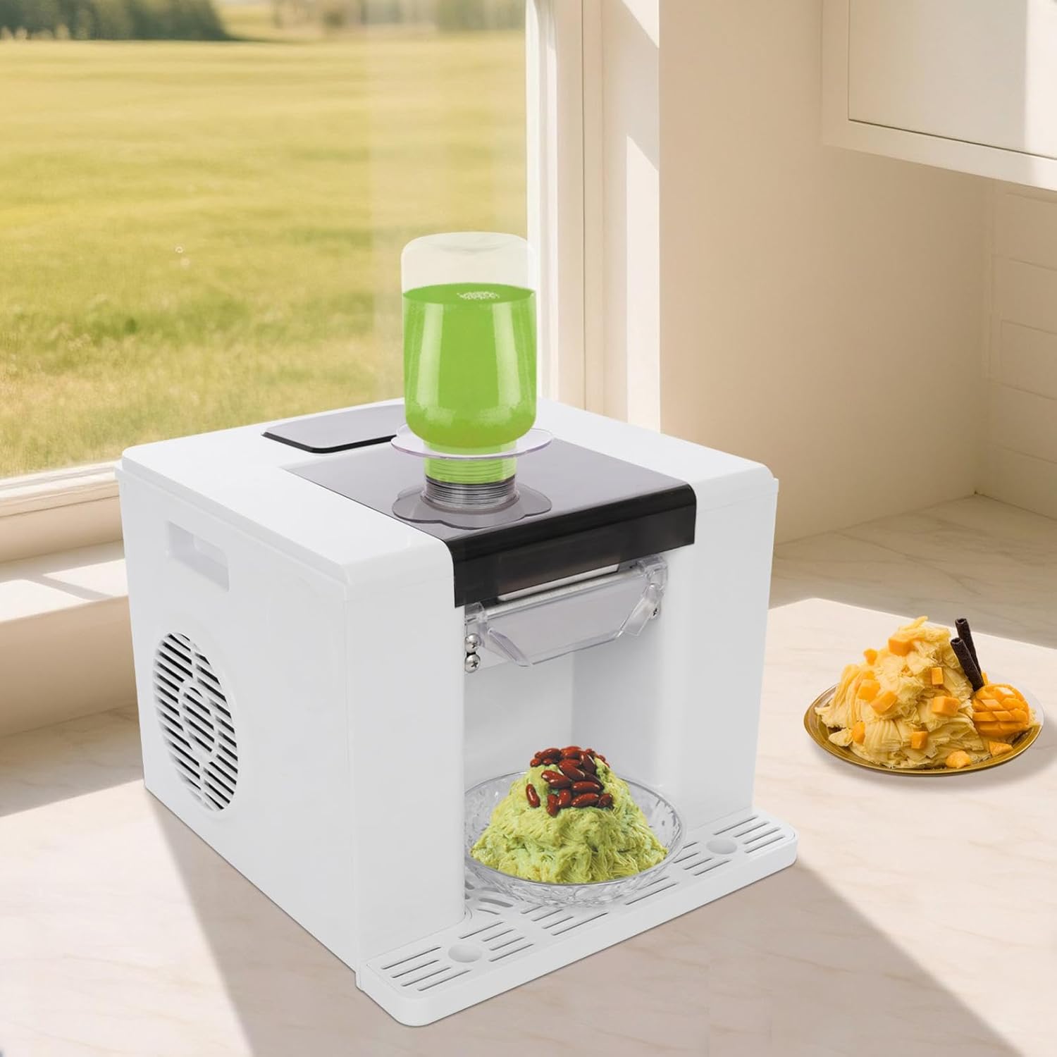 Automatic Shaved Ice Maker Machine, 280W Snowflake Ice Maker with 18 Molds for Dessert, Ice Cream, Rapid Cooling, Touch Control & Included Bottle, Ideal for Parties, Commercial Use