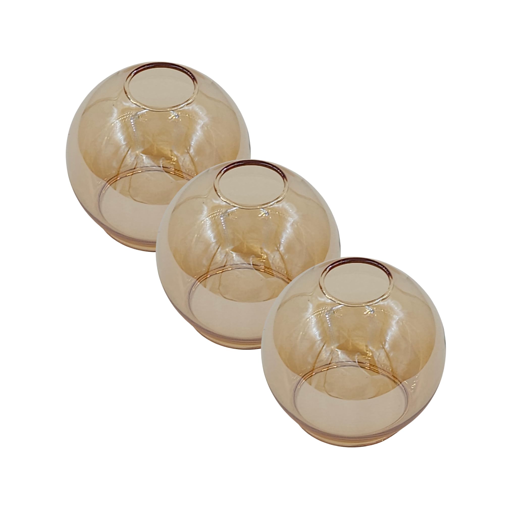 3er-Set Lampenschirm „Castello“ – Glas Ersatzschirm E14 goldfarbig, LED-geeignet, Lampenglas Ersatz für Pendellampe, Nachttischlampe & Deckenstrahler, edles Ersatzglas Set für stilvolle Leuchten