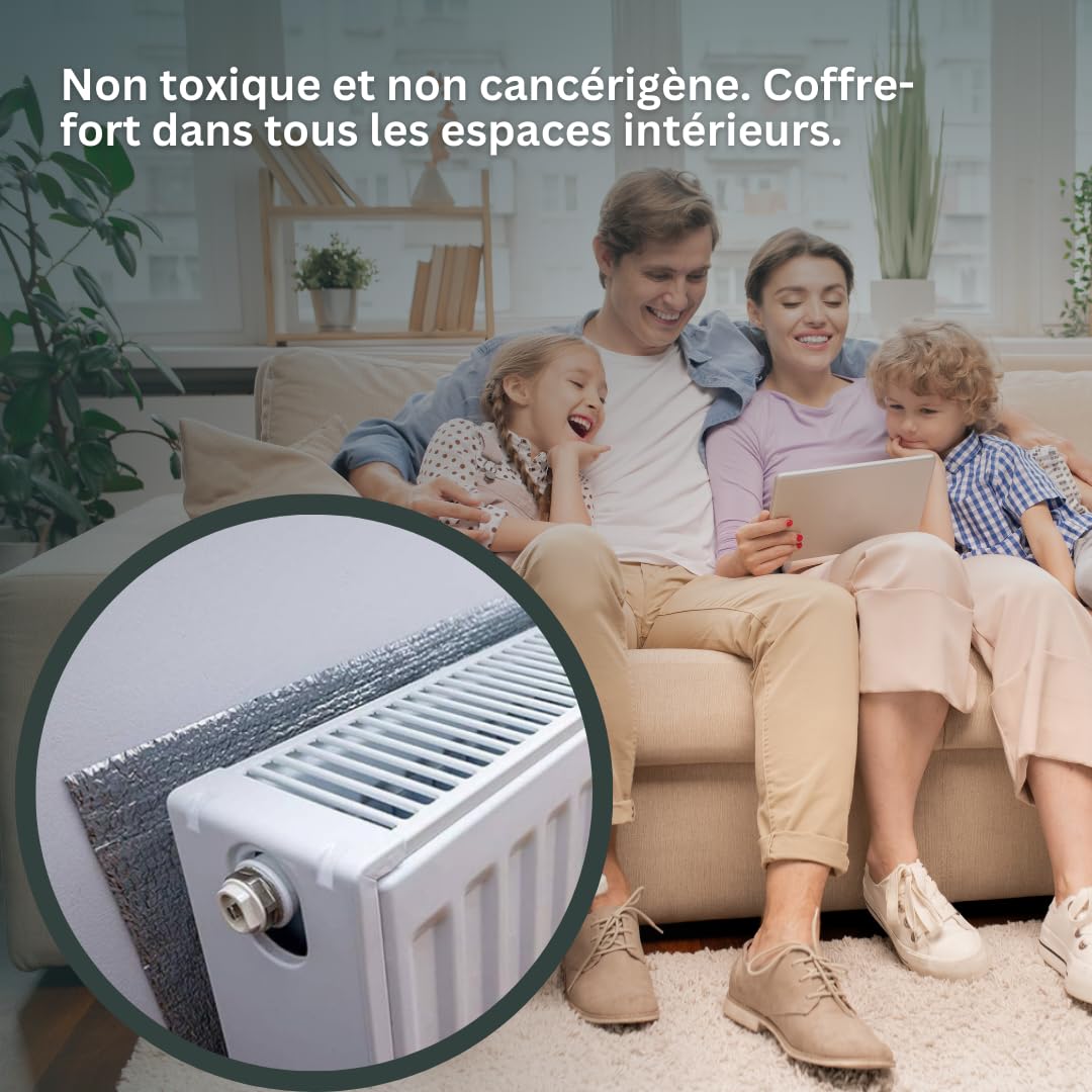 AVOID Isolant Thermique Fenetre, Reflecteur Radiateur de Chaleur 50 cm × 5 m, Isolation Fenetre 4mm épais, Économise l’Énergie, Isolation Porte de Garage, Toit, Mur, Voiture, Ruban Adhésif Inclus