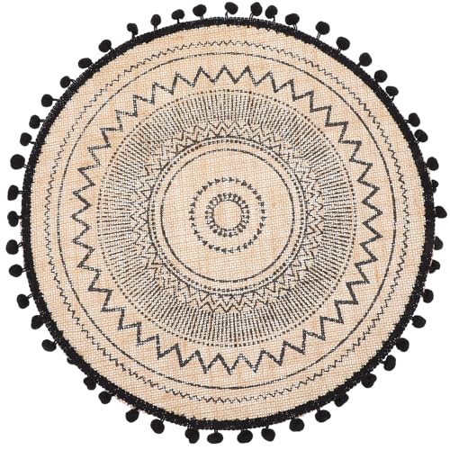 LALAFINA Mantel Individual Antideslizante de Yute de 40 CM Adorno de Encaje para Mesa de Comedor, Posavasos de Lino para Decoración y Protección en Eventos