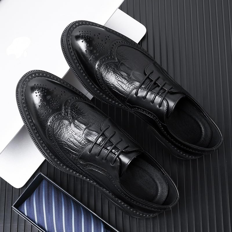 Mens Classic Leather Lace-up Derby Shoes Wedding Office Formal Pointed-Toe Oxford Dress Shoes for Men3