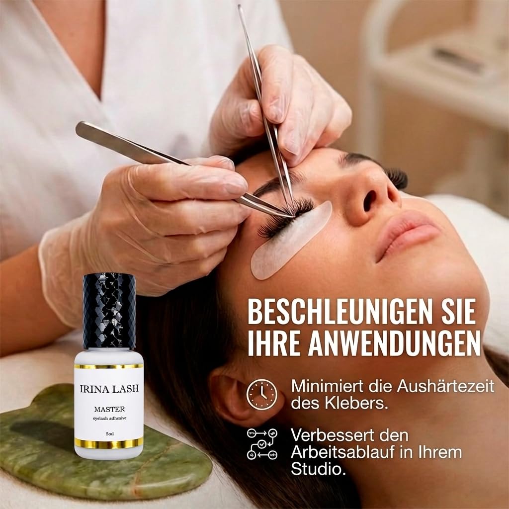 Haar zu Haar Wimpernkleber Volumen Master, Zulassung im Gesundheitswesen, Schnelles Trocknen in 1 Sek., hält 7 Wochen, 5 ml schwarz für Verlängerungen - Irina Lash