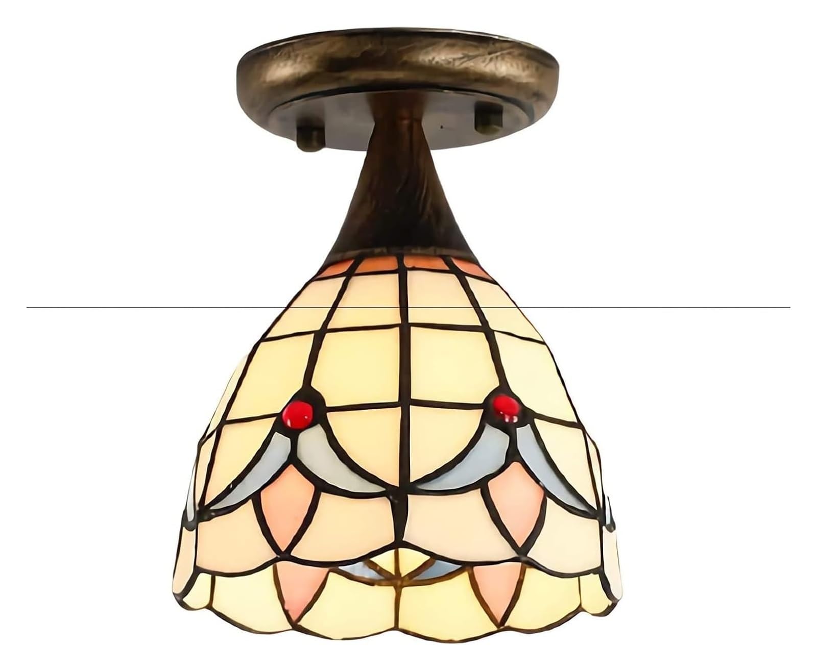 METTEOR Ceiling Lamp Ceiling Lamp Tiffany Style Mini Ceiling Light, Led Vintage Tinted Glass Corridor Ceiling Lamp, Chandelier Lighting Living Room (12 B)