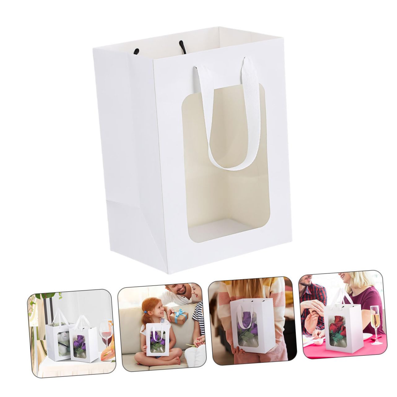 Geschenktüten mit Fenster 25 Stück aus Papier Weiß