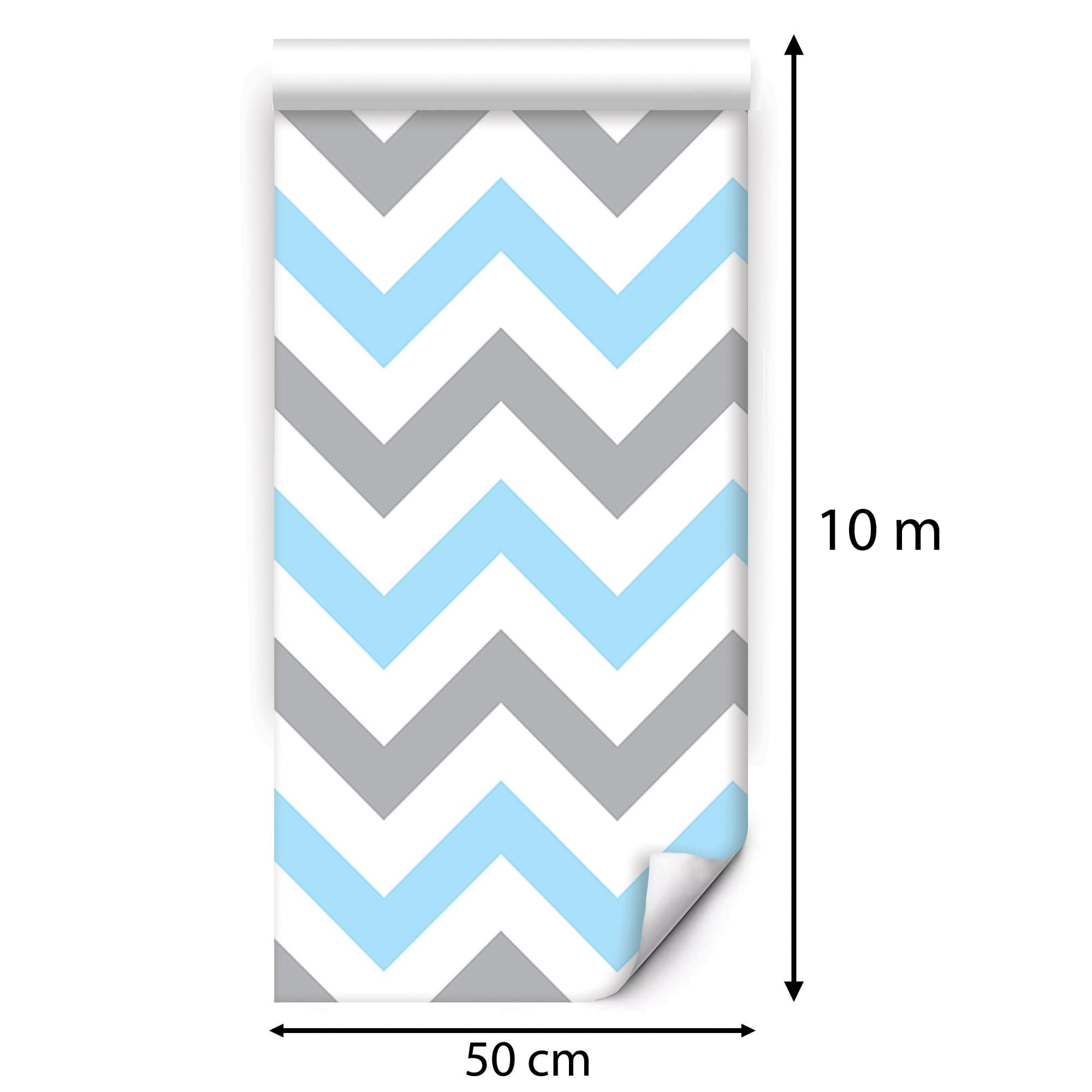 Tapeta samoprzylepna wzór zygzak chevron niebiesko-szara nowoczesna