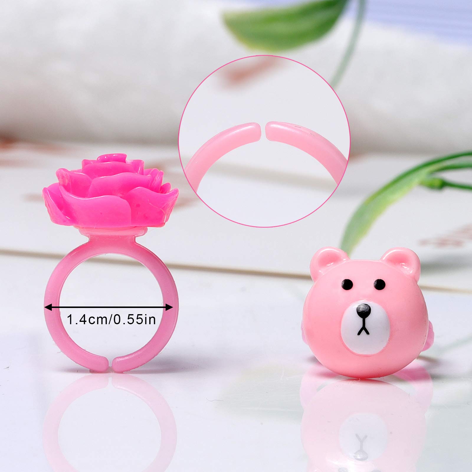 Anelli Bambina Regolabili 100 Pezzi, Set Gioielli di Lusso Bimba Ragazza Fiore Cuore Farfalla con Scatola, Stile Casuale