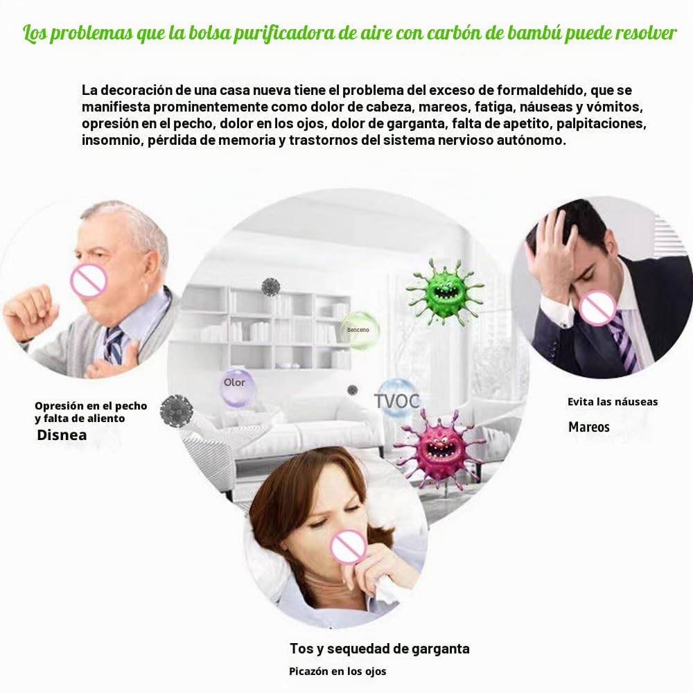 Paquete de 30 bolsas purificadoras de olores de carbón de bambú activado para el hogar o los autos; ambientador de coche; ambientador natural para el hogar, coche, armario, sótano, mascotas