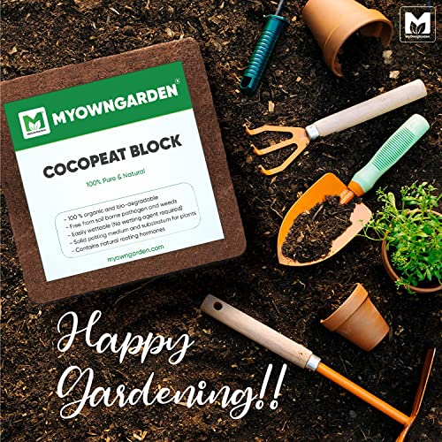 Image of MyOwnGarden Cocopeat Block 4-5 kg Cake Organic Soil Manure with 100% Organic Coir Pith Soil Manure for Kitchen and Terrace Gardening Expand Upto 75 litres of Cocopeat Powder
