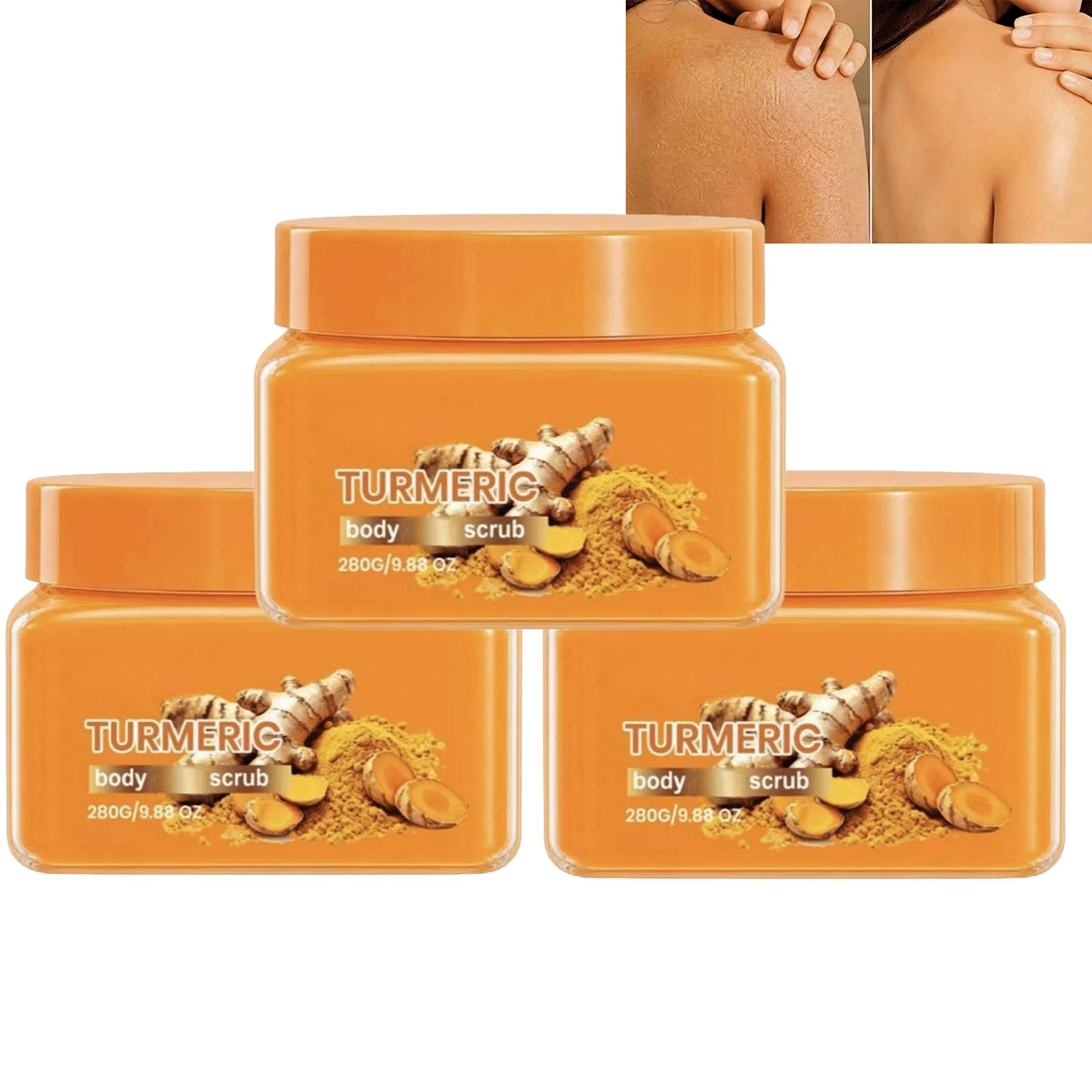Exfoliante corporal de cúrcuma – Exfoliante, blanqueador corporal, limpieza profunda de cúrcuma y lavado, exfoliante suave para todo tipo de piel (3 unidades)