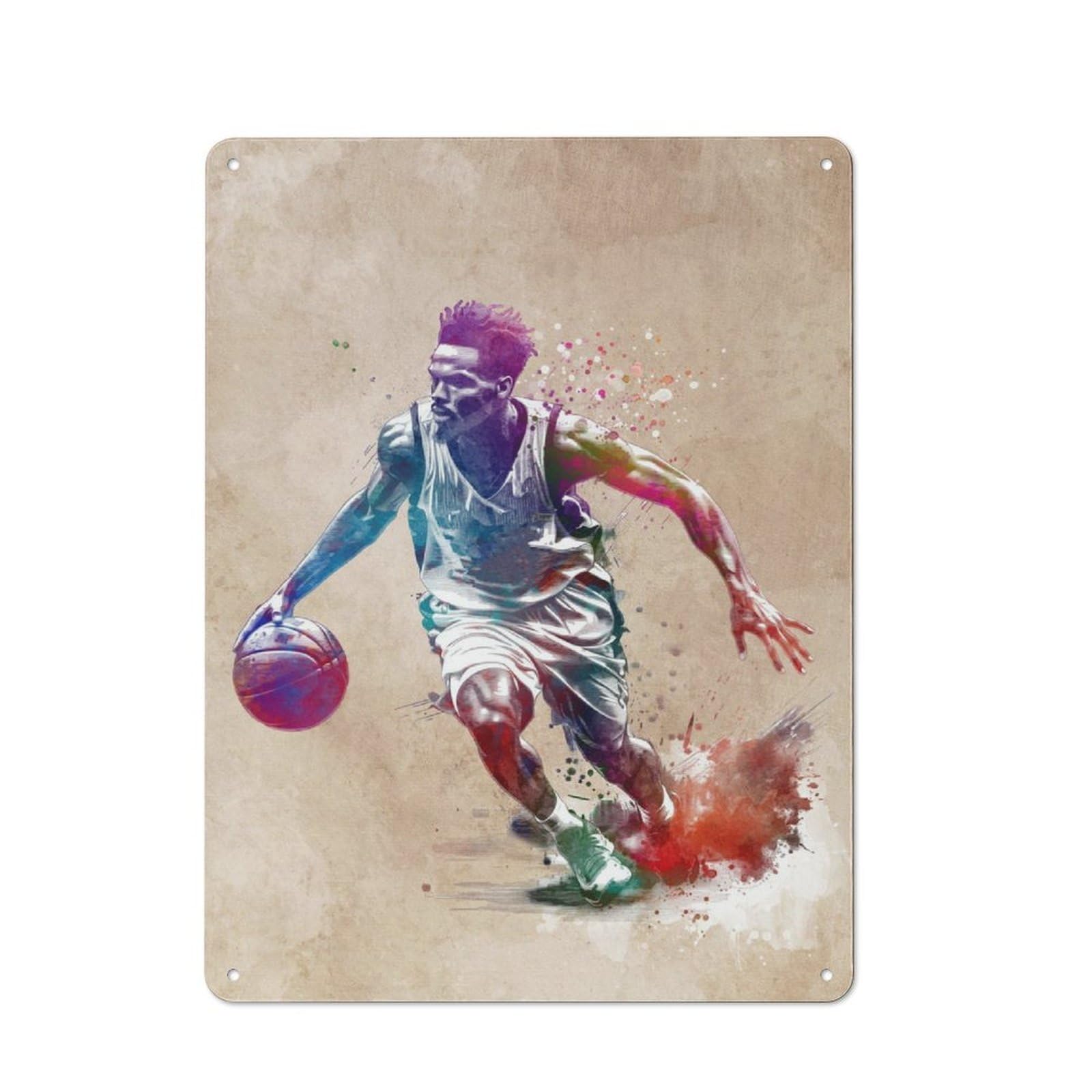 Junmoney Basketball Player Sport Metal Sign 40X30cm With For Hallway Wall, Vintage Decor, For Garage, Workshop And Man Cave Decoration