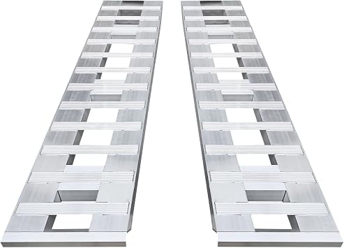 2pcs 6800lbs 6 ft x 15" Aluminum Trailer Ramps with Top Hook Attaching End & Crossbar Anti-Slip Truck Car Auto Ramp Universal Loading Ramps for Motorcycle, ATV, Bike, Lawn Mower
