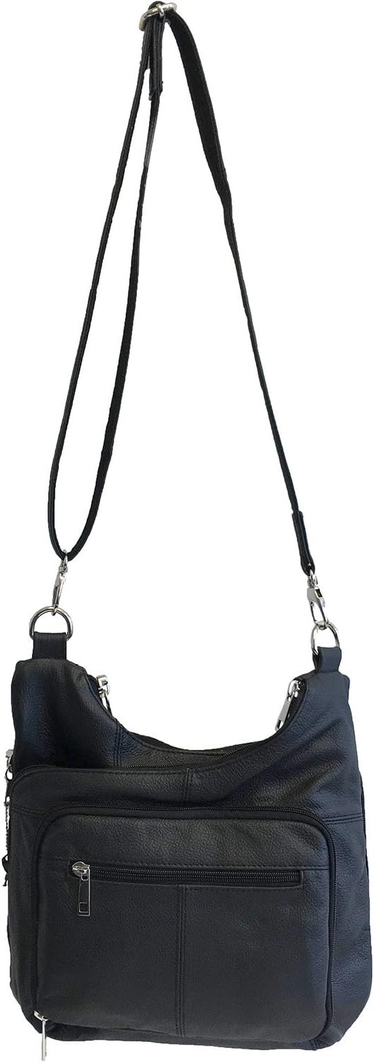 ROMA LEATHERS Stylish Leather Locking Concealment Crossbody Purse - CCW Concealed Carry Gun Handbag, Ambidextrous